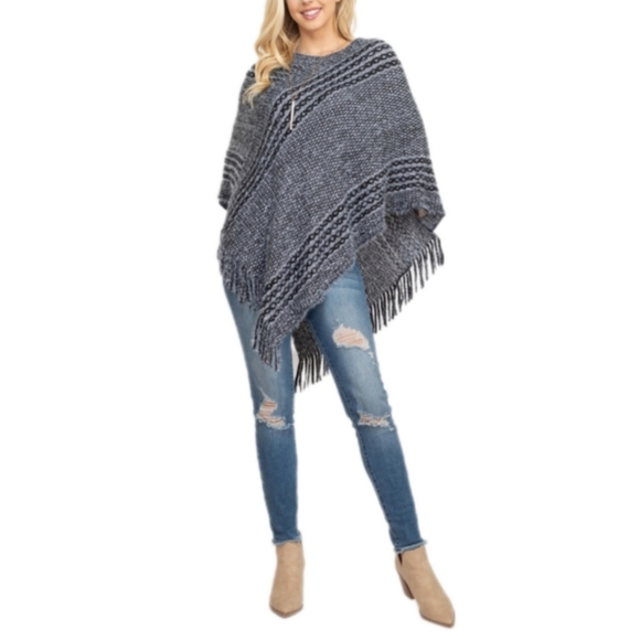 Poncho Sweater With Fringe - Picture 6 of 13